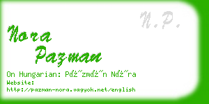 nora pazman business card